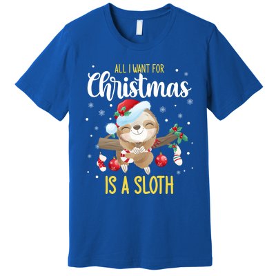 All I Want For Christmas Is A Sloth Funny Sleeping Sloth Gift Premium T-Shirt