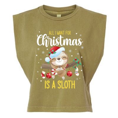 All I Want For Christmas Is A Sloth Funny Sleeping Sloth Gift Garment-Dyed Women's Muscle Tee