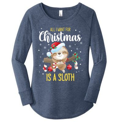 All I Want For Christmas Is A Sloth Funny Sleeping Sloth Gift Women's Perfect Tri Tunic Long Sleeve Shirt