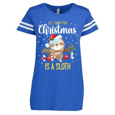 All I Want For Christmas Is A Sloth Funny Sleeping Sloth Gift Enza Ladies Jersey Football T-Shirt