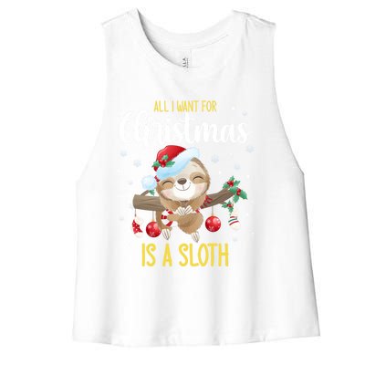 All I Want For Christmas Is A Sloth Funny Sleeping Sloth Gift Women's Racerback Cropped Tank