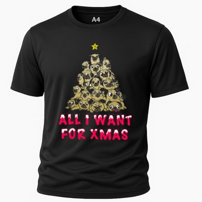 All I Want For Xmas Pugs For Christmas Pug Tree Star Gift Performance Shirt
