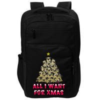 All I Want For Xmas Pugs For Christmas Pug Tree Star Gift Impact Tech Backpack