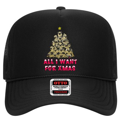 All I Want For Xmas Pugs For Christmas Pug Tree Star Gift Trucker Hat