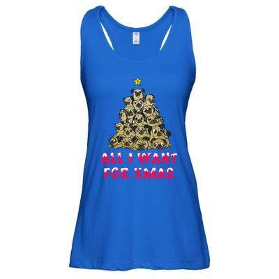 All I Want For Xmas Pugs For Christmas Pug Tree Star Gift Ladies Essential Flowy Tank