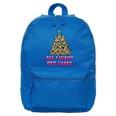 All I Want For Xmas Pugs For Christmas Pug Tree Star Gift 16 in Basic Backpack