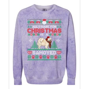 All I Want For Christmas Is A Samoyed Ugly Sweater Xmas Gift Colorblast Crewneck Sweatshirt