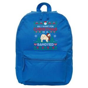 All I Want For Christmas Is A Samoyed Ugly Sweater Xmas Gift 16 in Basic Backpack