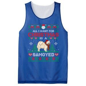 All I Want For Christmas Is A Samoyed Ugly Sweater Xmas Gift Mesh Reversible Basketball Jersey Tank