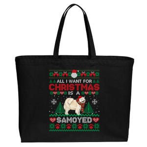 All I Want For Christmas Is A Samoyed Ugly Sweater Xmas Gift Cotton Canvas Jumbo Tote