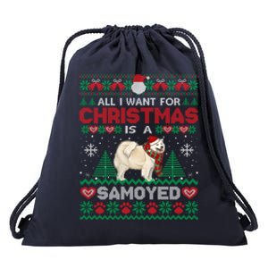 All I Want For Christmas Is A Samoyed Ugly Sweater Xmas Gift Drawstring Bag