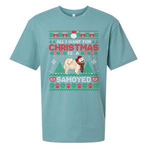 All I Want For Christmas Is A Samoyed Ugly Sweater Xmas Gift Sueded Cloud Jersey T-Shirt