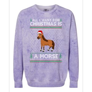 All I Want For Christmas Is A Horse Ugly Xmas Holiday Gift Colorblast Crewneck Sweatshirt