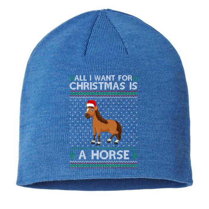 All I Want For Christmas Is A Horse Ugly Xmas Holiday Gift Sustainable Beanie