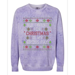 All I Want For Christmas Is My Gross Pay Joke Colorblast Crewneck Sweatshirt