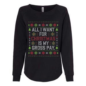 All I Want For Christmas Is My Gross Pay Joke Womens California Wash Sweatshirt