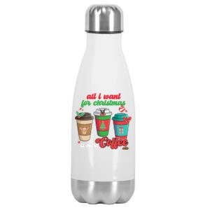 All I Want For Christmas Is More Coffee Funny Christmas Gift Stainless Steel Insulated Water Bottle