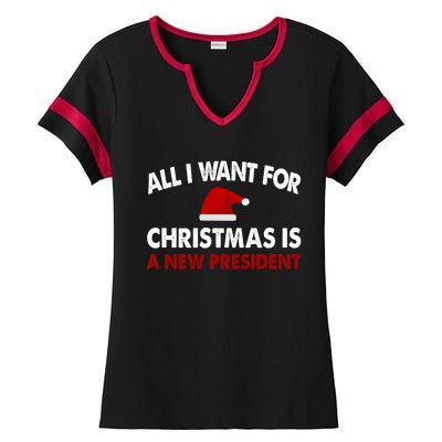 All I Want For Christmas Is A New President Gift Ladies Halftime Notch Neck Tee