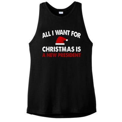 All I Want For Christmas Is A New President Gift Ladies PosiCharge Tri-Blend Wicking Tank