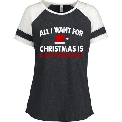 All I Want For Christmas Is A New President Gift Enza Ladies Jersey Colorblock Tee