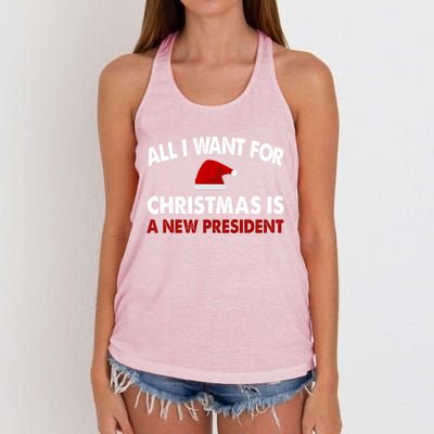 All I Want For Christmas Is A New President Gift Women's Knotted Racerback Tank