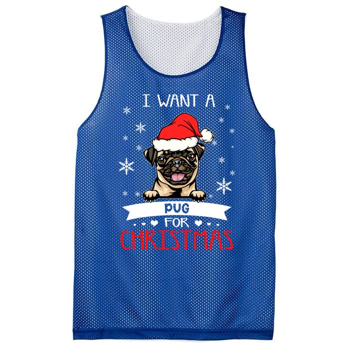 All I Want For Christmas Is A Pug Dog Santa Reindeer Meaningful Gift Mesh Reversible Basketball Jersey Tank