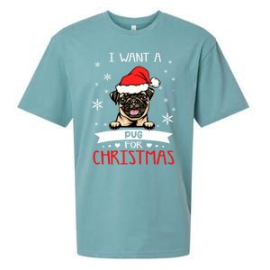 All I Want For Christmas Is A Pug Dog Santa Reindeer Meaningful Gift Sueded Cloud Jersey T-Shirt