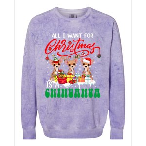 All I Want For Xmas Is A Chihuahua Three Santa Reindeer Dogs Gift Colorblast Crewneck Sweatshirt