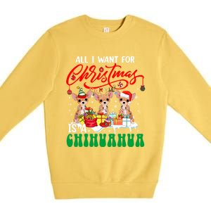 All I Want For Xmas Is A Chihuahua Three Santa Reindeer Dogs Gift Premium Crewneck Sweatshirt