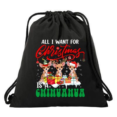 All I Want For Xmas Is A Chihuahua Three Santa Reindeer Dogs Gift Drawstring Bag