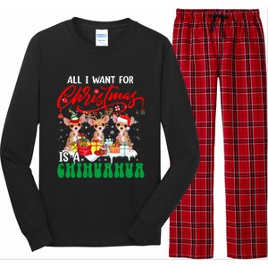 All I Want For Xmas Is A Chihuahua Three Santa Reindeer Dogs Gift Long Sleeve Pajama Set