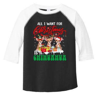 All I Want For Xmas Is A Chihuahua Three Santa Reindeer Dogs Gift Toddler Fine Jersey T-Shirt