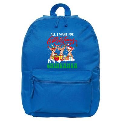 All I Want For Xmas Is A Chihuahua Three Santa Reindeer Dogs Gift 16 in Basic Backpack