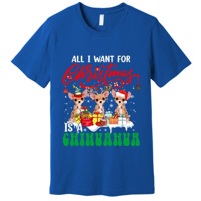 All I Want For Xmas Is A Chihuahua Three Santa Reindeer Dogs Gift Premium T-Shirt