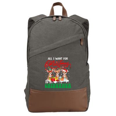 All I Want For Xmas Is A Chihuahua Three Santa Reindeer Dogs Gift Cotton Canvas Backpack