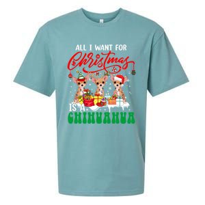 All I Want For Xmas Is A Chihuahua Three Santa Reindeer Dogs Gift Sueded Cloud Jersey T-Shirt