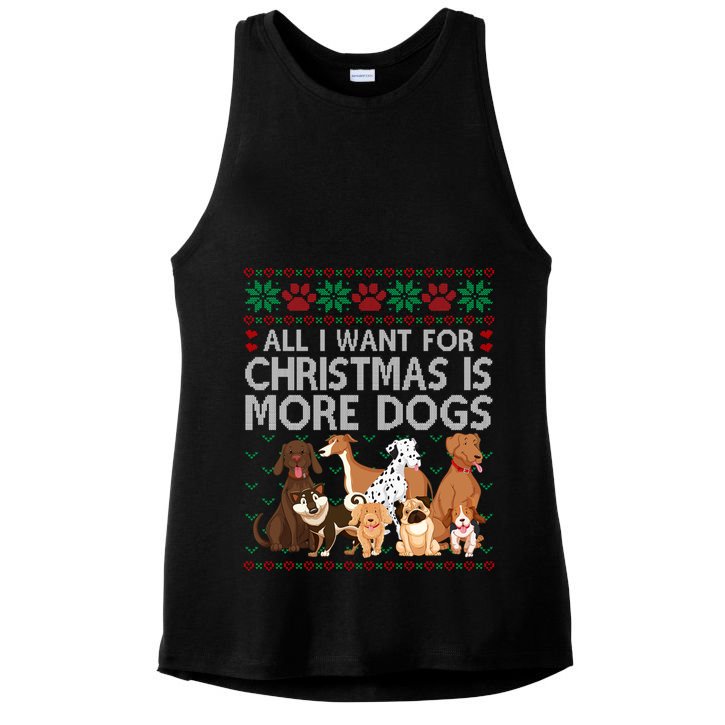 All I Want For Christmas Is More Dogs Ugly Xmas Sweater Gift Ladies PosiCharge Tri-Blend Wicking Tank