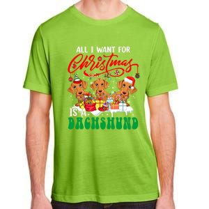 All I Want For Xmas Is A Dachshund Three Santa Reindeer Dogs Gift Adult ChromaSoft Performance T-Shirt