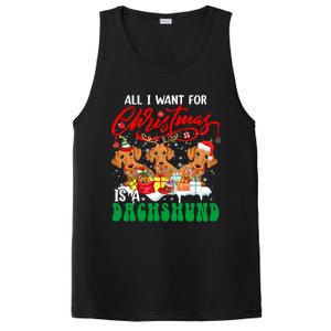 All I Want For Xmas Is A Dachshund Three Santa Reindeer Dogs Gift PosiCharge Competitor Tank