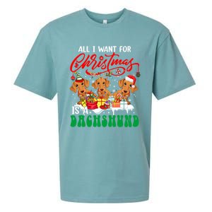 All I Want For Xmas Is A Dachshund Three Santa Reindeer Dogs Gift Sueded Cloud Jersey T-Shirt