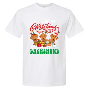 All I Want For Xmas Is A Dachshund Three Santa Reindeer Dogs Gift Garment-Dyed Heavyweight T-Shirt