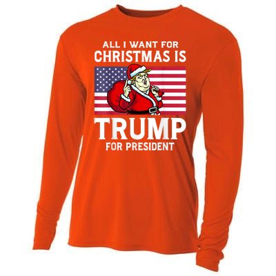 All I Want For Christmas Is Trump For President Trump Back Cooling Performance Long Sleeve Crew