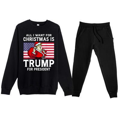 All I Want For Christmas Is Trump For President Trump Back Premium Crewneck Sweatsuit Set