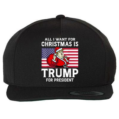 All I Want For Christmas Is Trump For President Trump Back Wool Snapback Cap