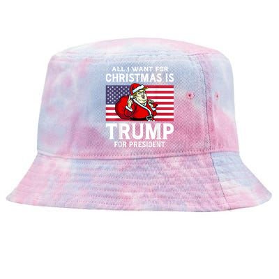 All I Want For Christmas Is Trump For President Trump Back Tie-Dyed Bucket Hat