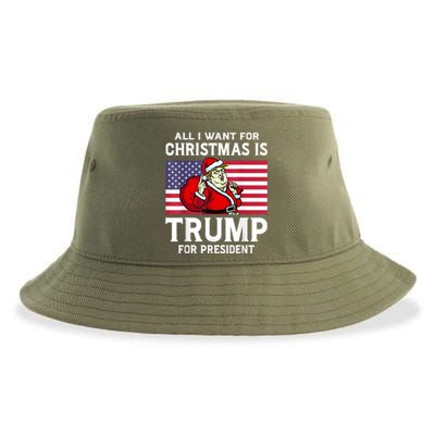 All I Want For Christmas Is Trump For President Trump Back Sustainable Bucket Hat