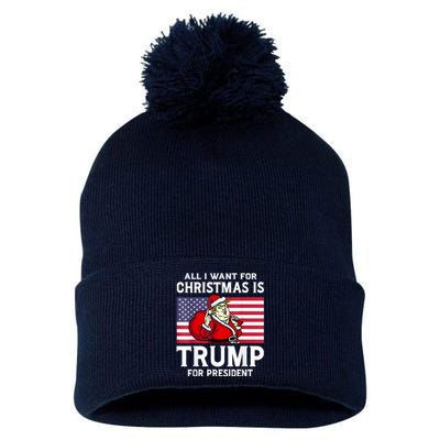 All I Want For Christmas Is Trump For President Trump Back Pom Pom 12in Knit Beanie