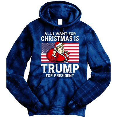 All I Want For Christmas Is Trump For President Trump Back Tie Dye Hoodie