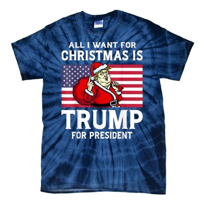 All I Want For Christmas Is Trump For President Trump Back Tie-Dye T-Shirt