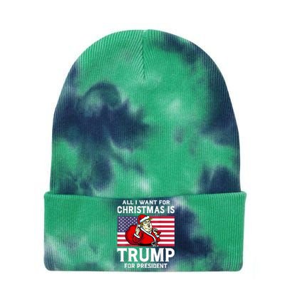 All I Want For Christmas Is Trump For President Trump Back Tie Dye 12in Knit Beanie